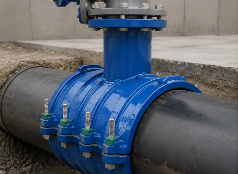 Industrial pipe branch fitting demonstration